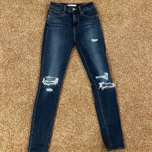 Levi's Blue Skinny Jeans with Distressed Rips
